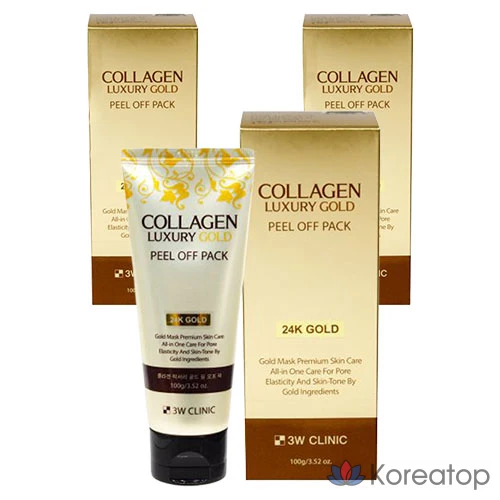 Отшелушивающая маска 3W Clinic Collagen & Luxury Gold Peel-Off Pack 100 г, 1 упаковка, 3 упаковки