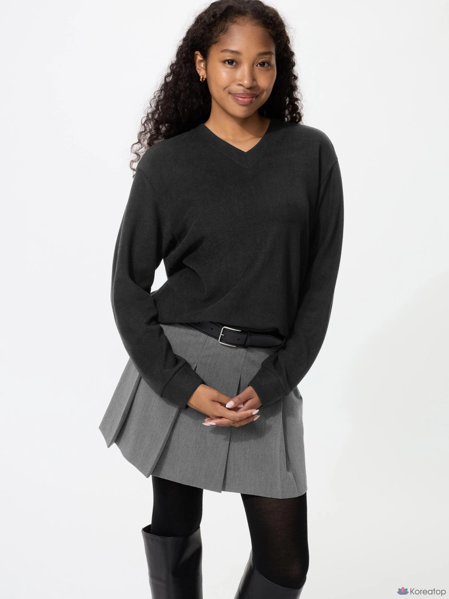 Футболка Uniqlo Rib Knit Fleece V-Neck T