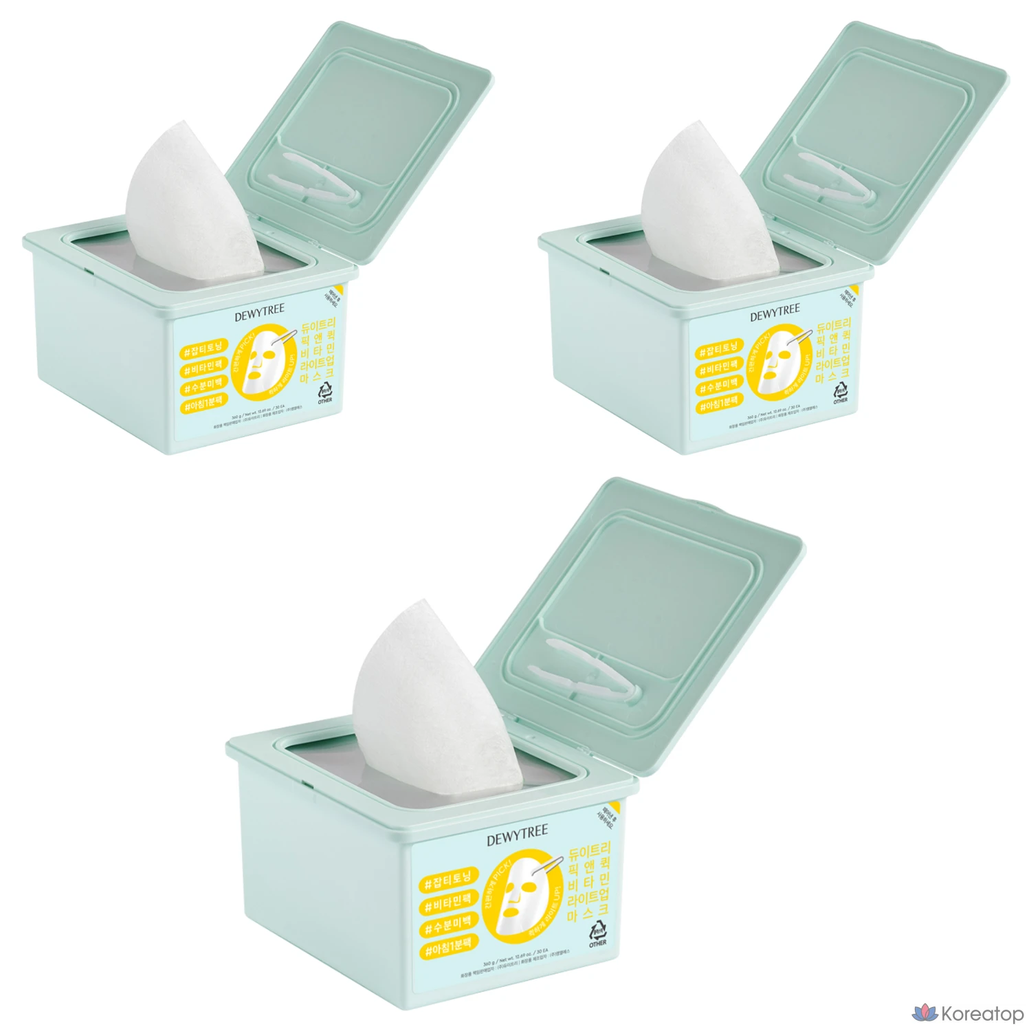 Светящаяся витаминная маска для лица Dewytree Pick & Quick Vitamin, 30 штук, упаковка из 3 штук.