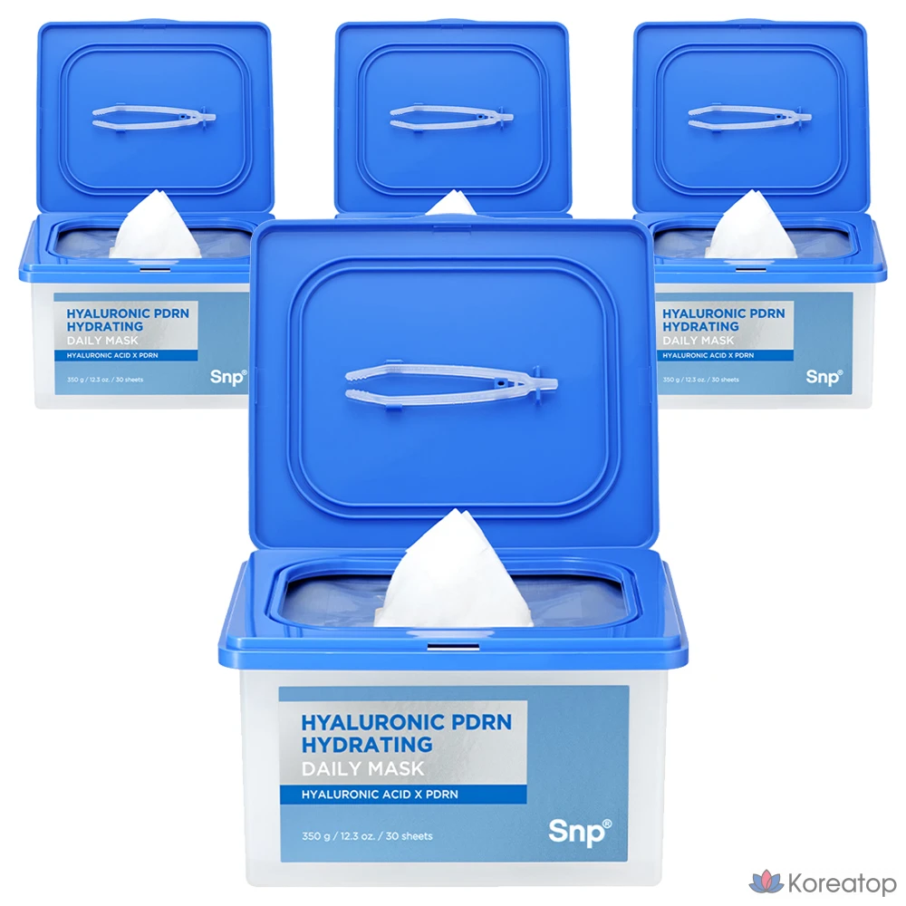 Увлажняющая маска для лица SNP с гиалуроновой кислотой и PDRN, 4 упаковки, 30 штук.