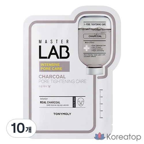 Маска для лица Tony Moly Master Lab с углем, 19 г, 1 упаковка, 10 листов.