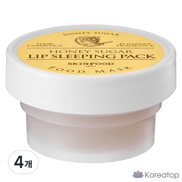 Skinfood Honey Sugar Food Lip Mask Sleeping Pack Honey Scent, 21g, 1 Pack, 4 Pack