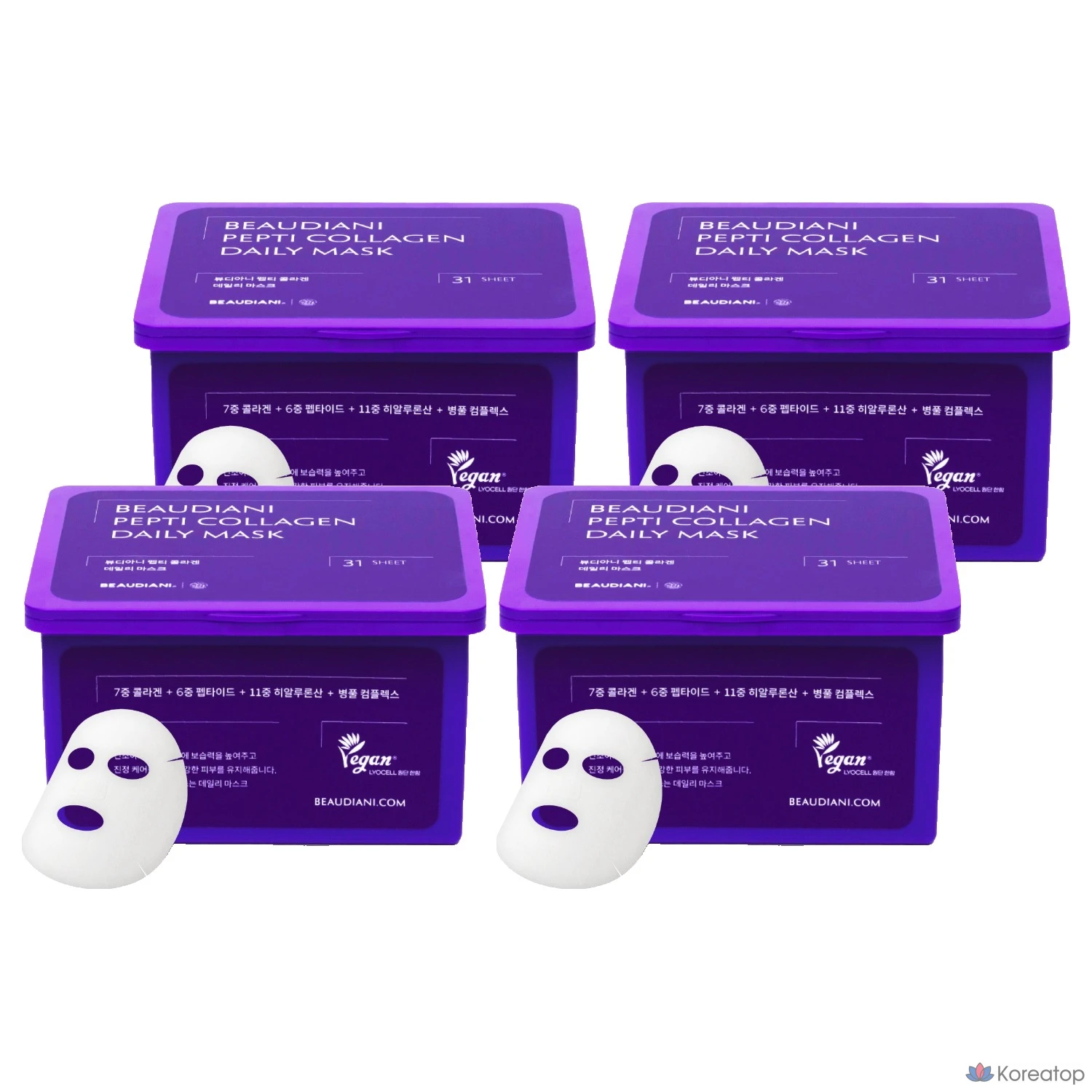 Коллагеновая маска для лица Beaudiani Pepti, 31 штука, 4 упаковки
