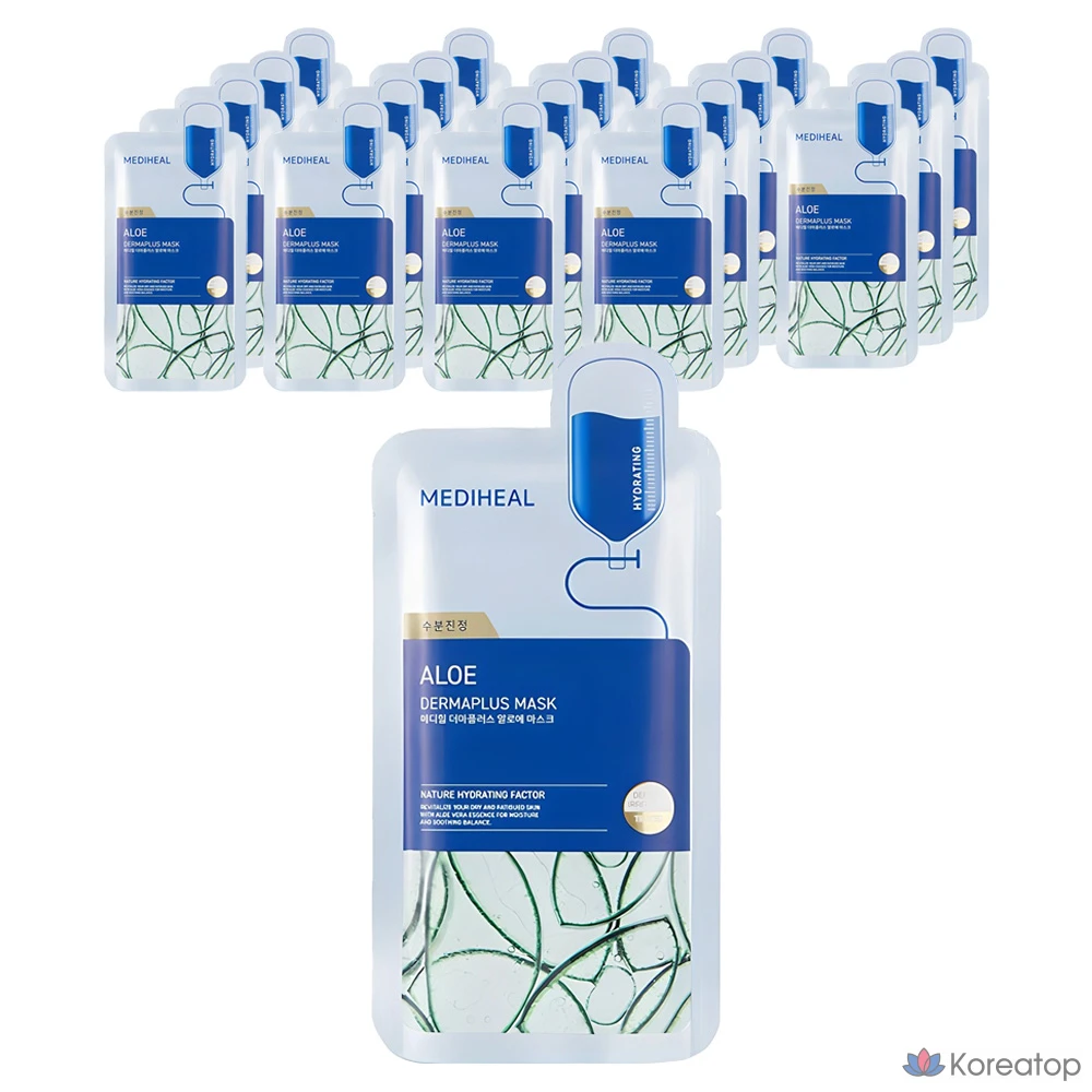 Тканевая маска для лица MEDIHEAL Derma Plus Aloe Mask, 20 шт.