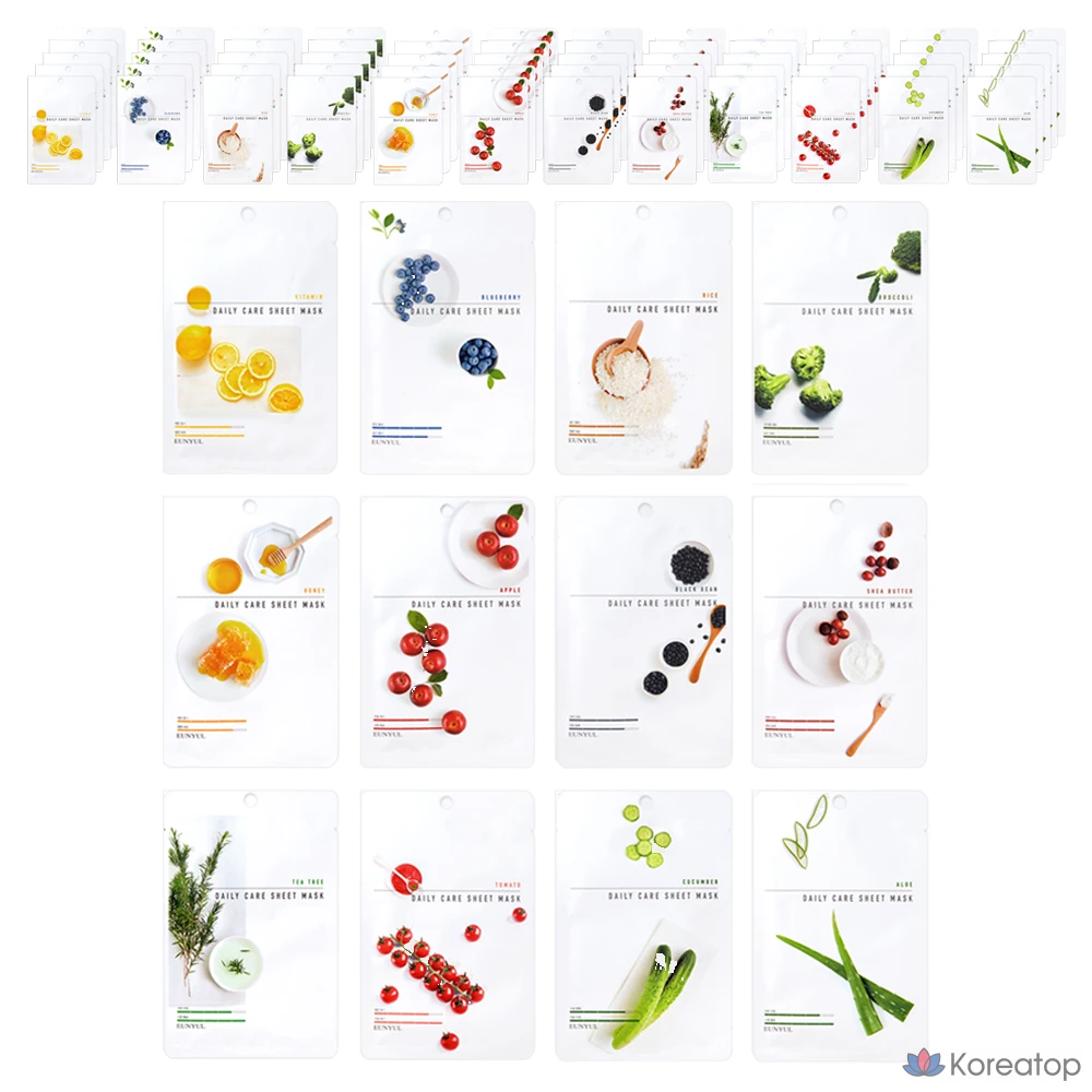 Тканевые маски для ежедневного ухода Eunyul, 12 видов x 2 шт., 24 штуки, 3 штуки