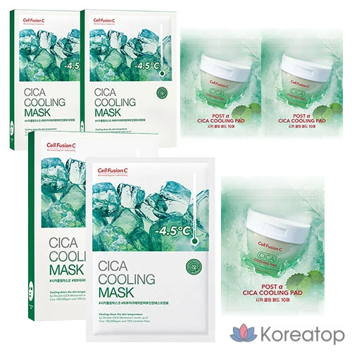 Охлаждающая маска Cellfusion C Cica (5 шт.) + охлаждающая подушечка Cica (10 шт.), 3 комплекта.
