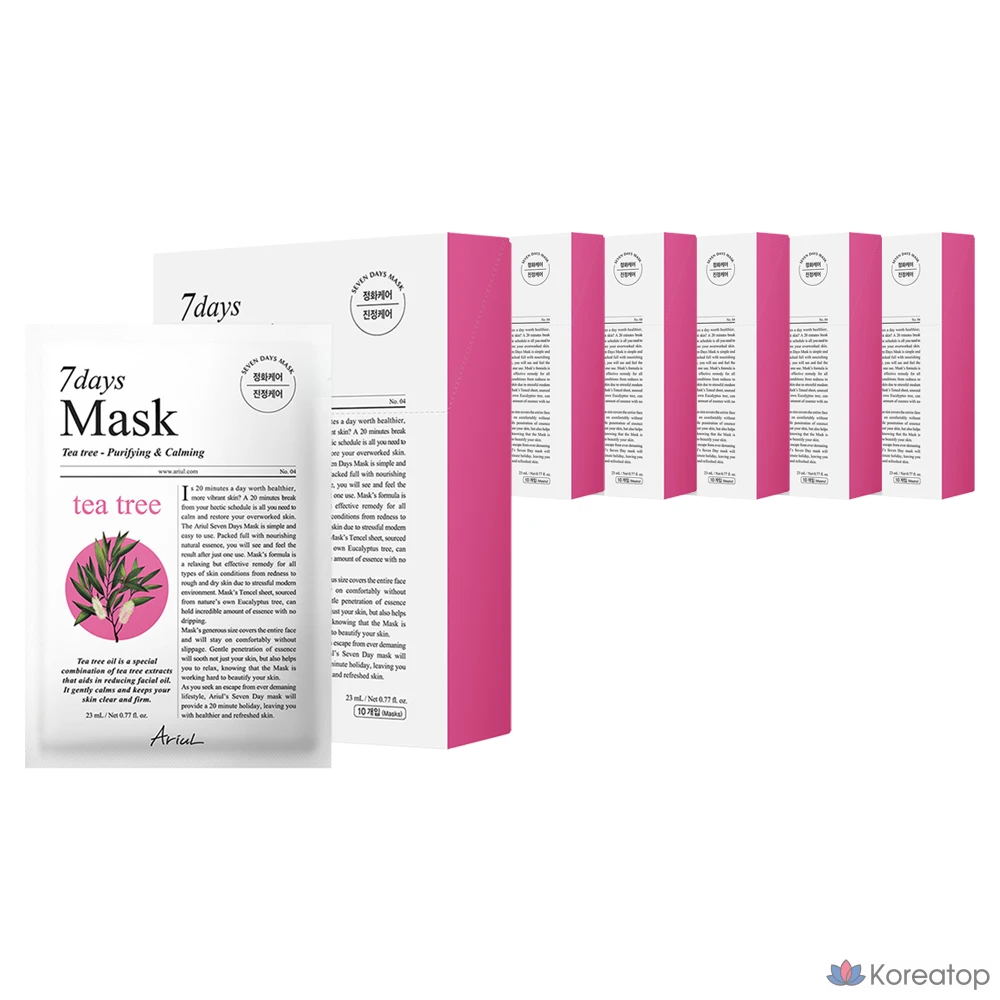 Набор масок для лица Ariel Seven Days Tea Tree M, 230 мл, 6 шт., 10 шт.
