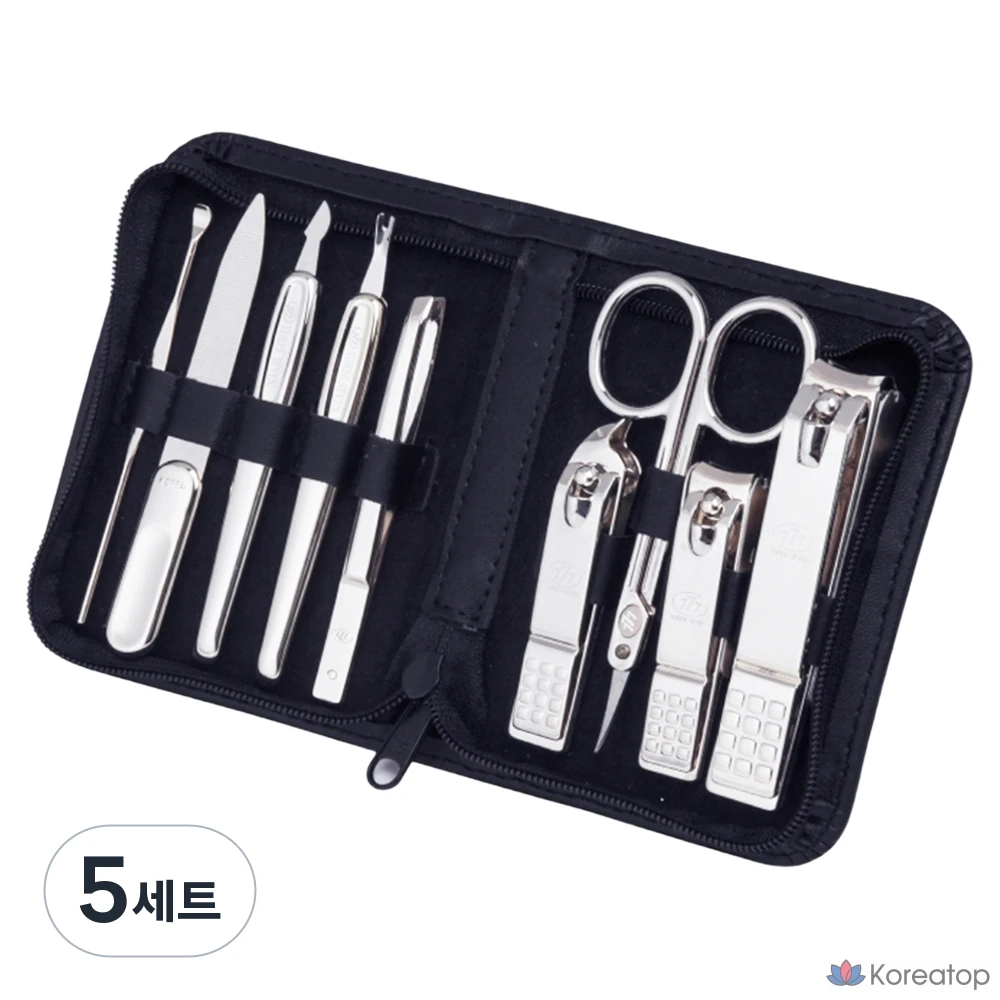 Набор для ухода Three Seven 777 Louis Vuitton Premium Nail Clipper 9-piece Set, Black, 5 шт.