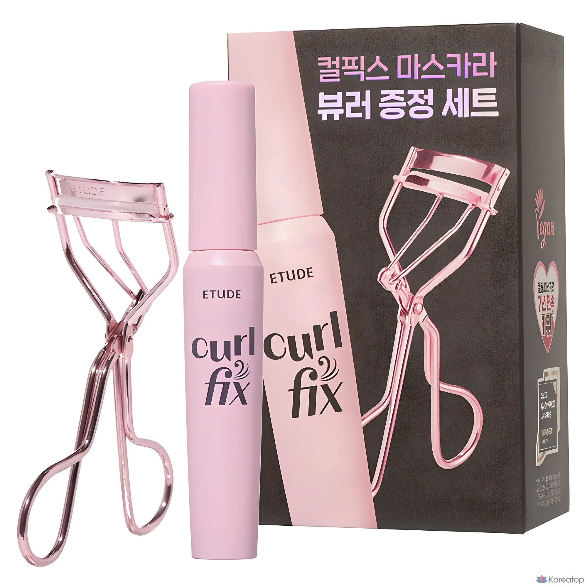 Набор туши для ресниц Etude House Curl Fix 8 г + щипцы для завивки ресниц, серо-коричневый, 1 шт.