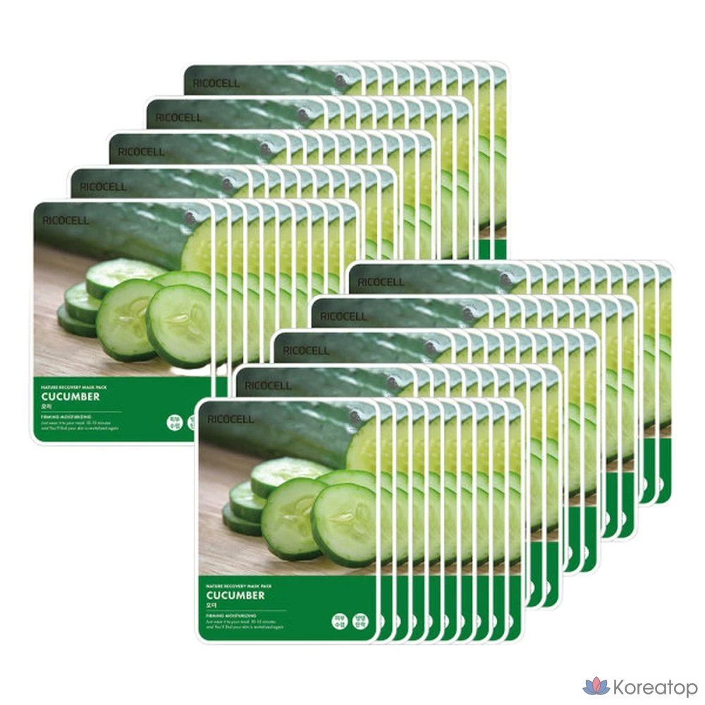 Набор масок для лица Nature Recovery с огурцом, 23 г, 100 листов, 1 упаковка.