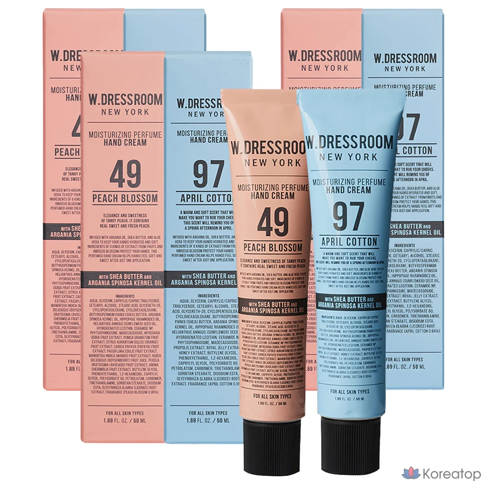 Набор из 3 комплектов: 49 «Персиковый цветок» и 97 «Апрельский хлопок» (3 комплекта) — парфюмерный крем для рук W.Dressroom, 50 мл.
