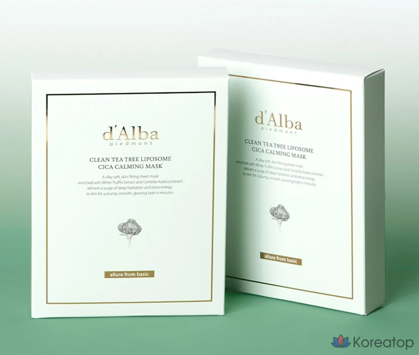 Набор успокаивающих масок D'alba Clean с маслом чайного дерева и липосомальной центеллой азиатской (4 шт., 5 шт.), фото 2