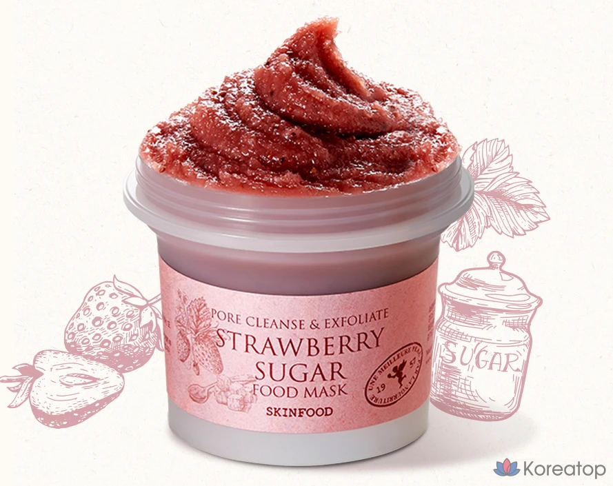 Skinfood Клубничная сахарная маска для лица, 120 г, 1 упаковка, 3 штуки, фото 2