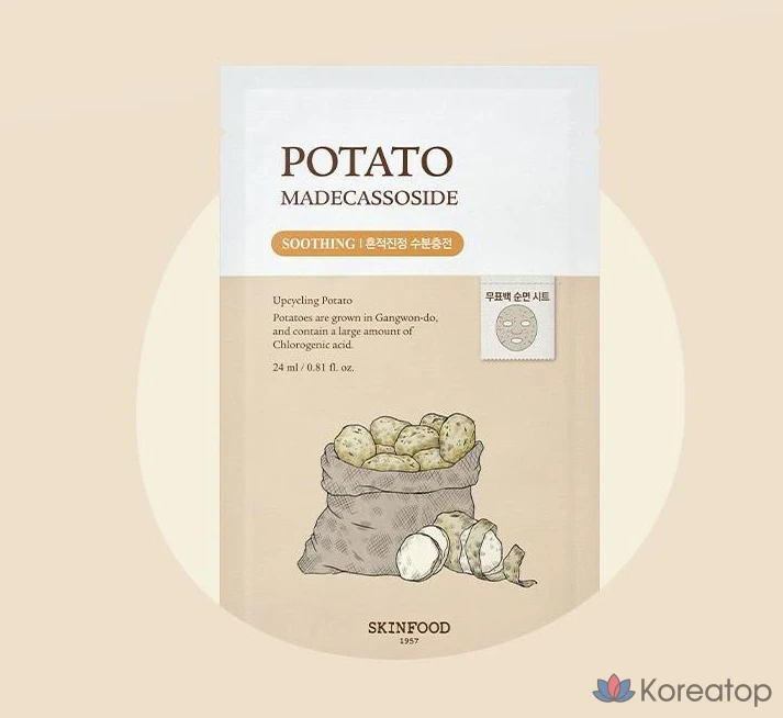 Маска для лица Skinfood с картофельным мадекассозидом, 1 упаковка, 60 листов., фото 5