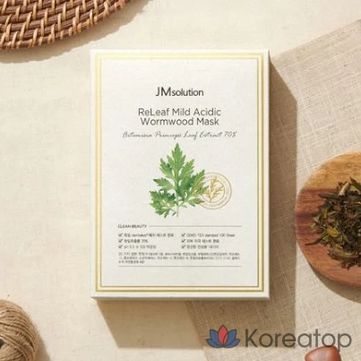 Маска для лица JM Solution Relief с умеренно кислой средой и экстрактом полыни, упаковка из 10 и 6 штук., фото 2