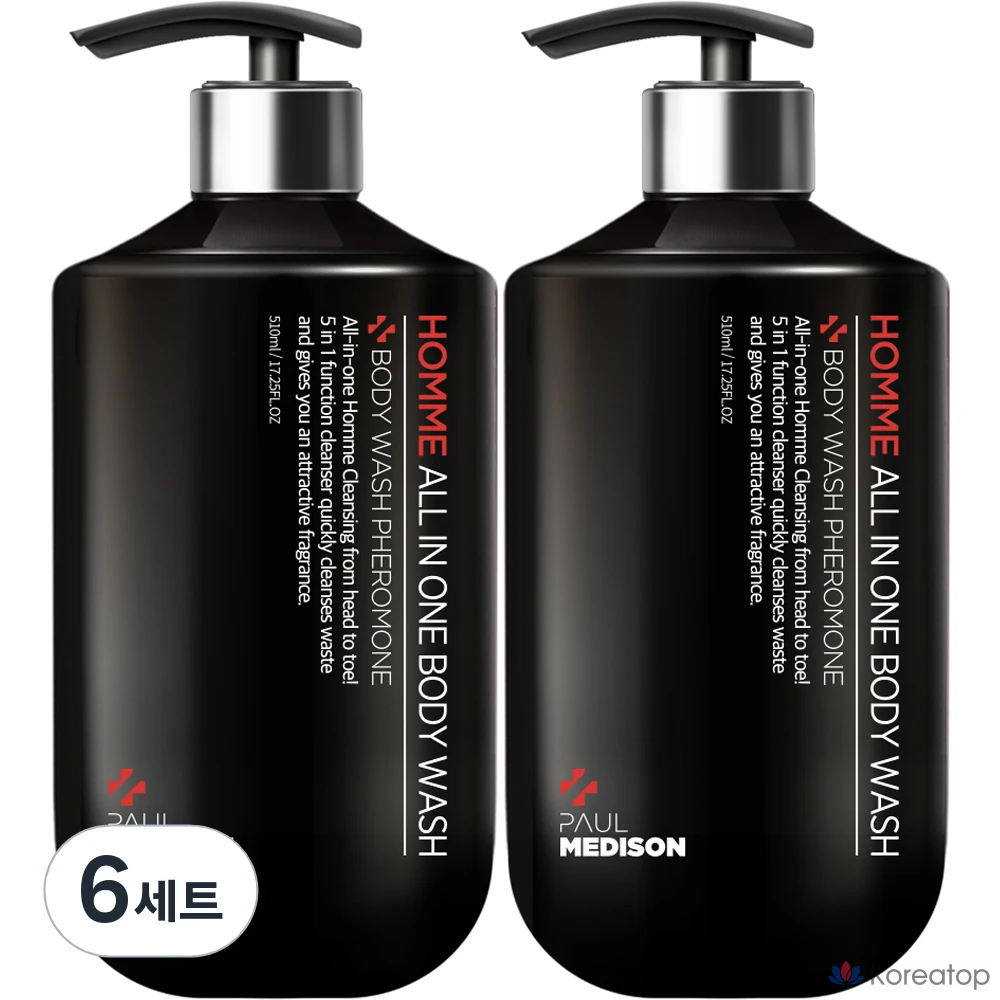 Гель для душа PAUL MEDISON Homme с феромонным ароматом, 510 мл, набор из 6 штук.