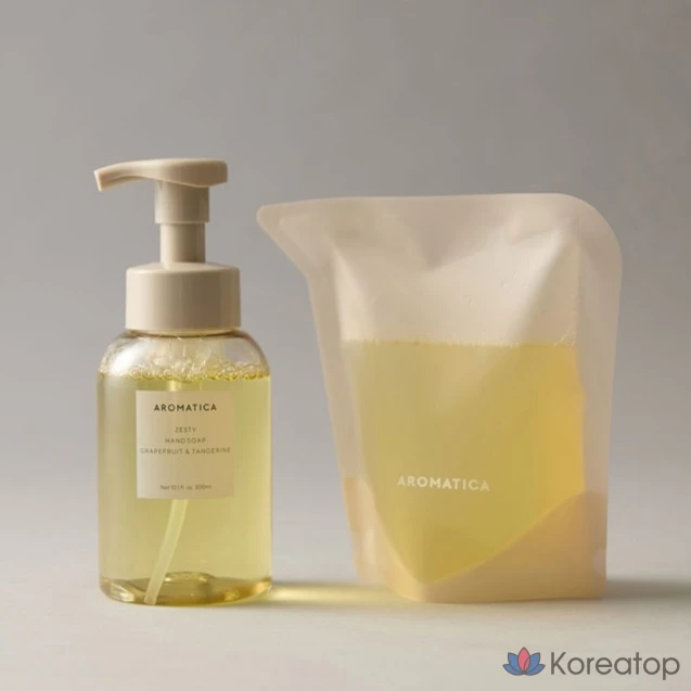 Сменный блок жидкого мыла для рук Aromatica Zesty: грейпфрут и мандарин, 300 мл, 1 шт.