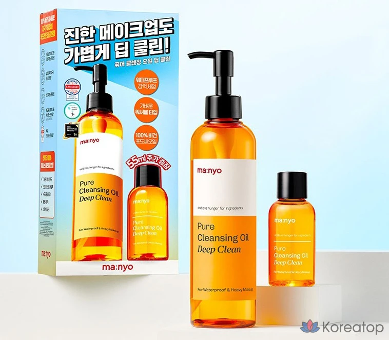 Очищающее масло Manyo Factory Pure для глубокого очищения, 250 мл + 55 мл, набор из 2 предметов, набор из 3 предметов, фото 2