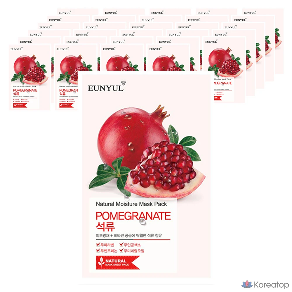 Набор натуральных масок для лица Eunyul с гранатом, 1 упаковка, 100 штук.