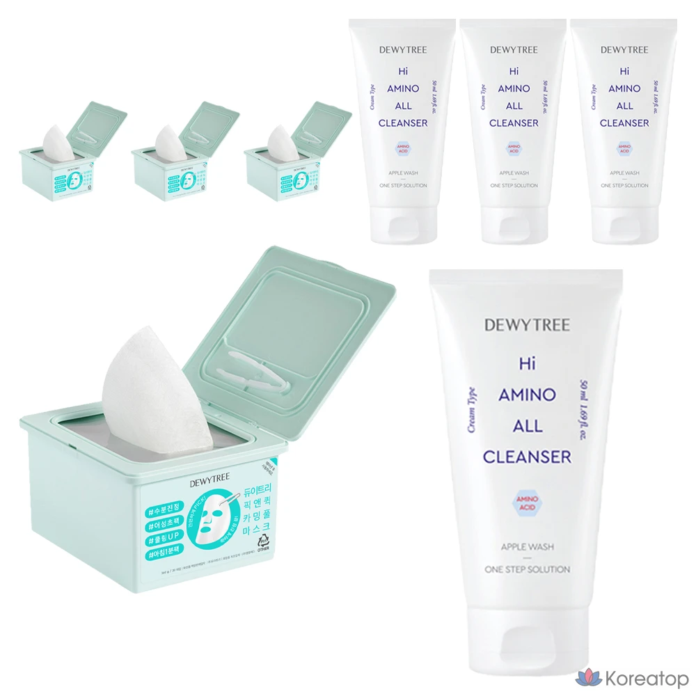 Маска-пленка Dewytree Pick & Quick Calming Pull-Out Mask + очищающая пенка с высоким содержанием аминокислот, 50 мл, 2 упаковки, 4 упаковки