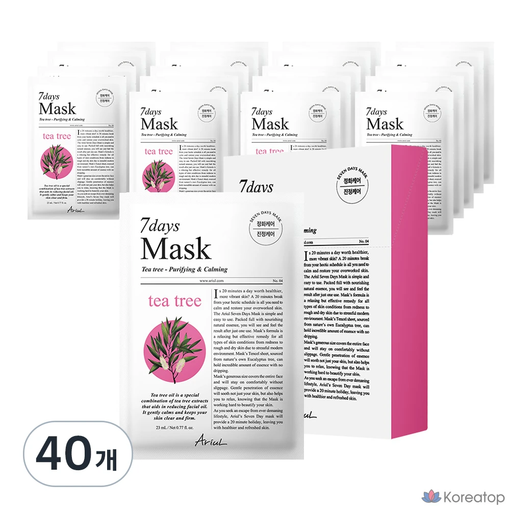 Маска для лица Ariul Seven Days Tea Tree M, 1 упаковка, 40 штук