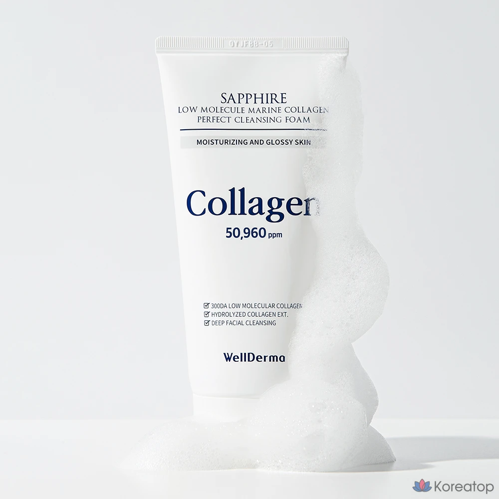 Очищающая пенка WellDerma Sapphire Low Molecular Marine Collagen Perfect Cleansing Foam, 1 шт., 150 г