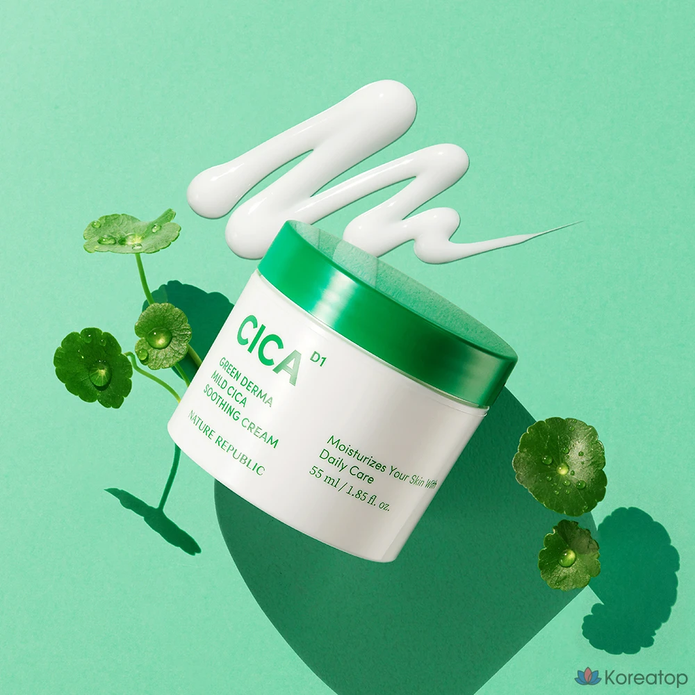 Успокаивающий крем Nature Republic Green Derma Mild Cica, 55 мл (2 шт.), 9 мл (5 наборов), фото 5