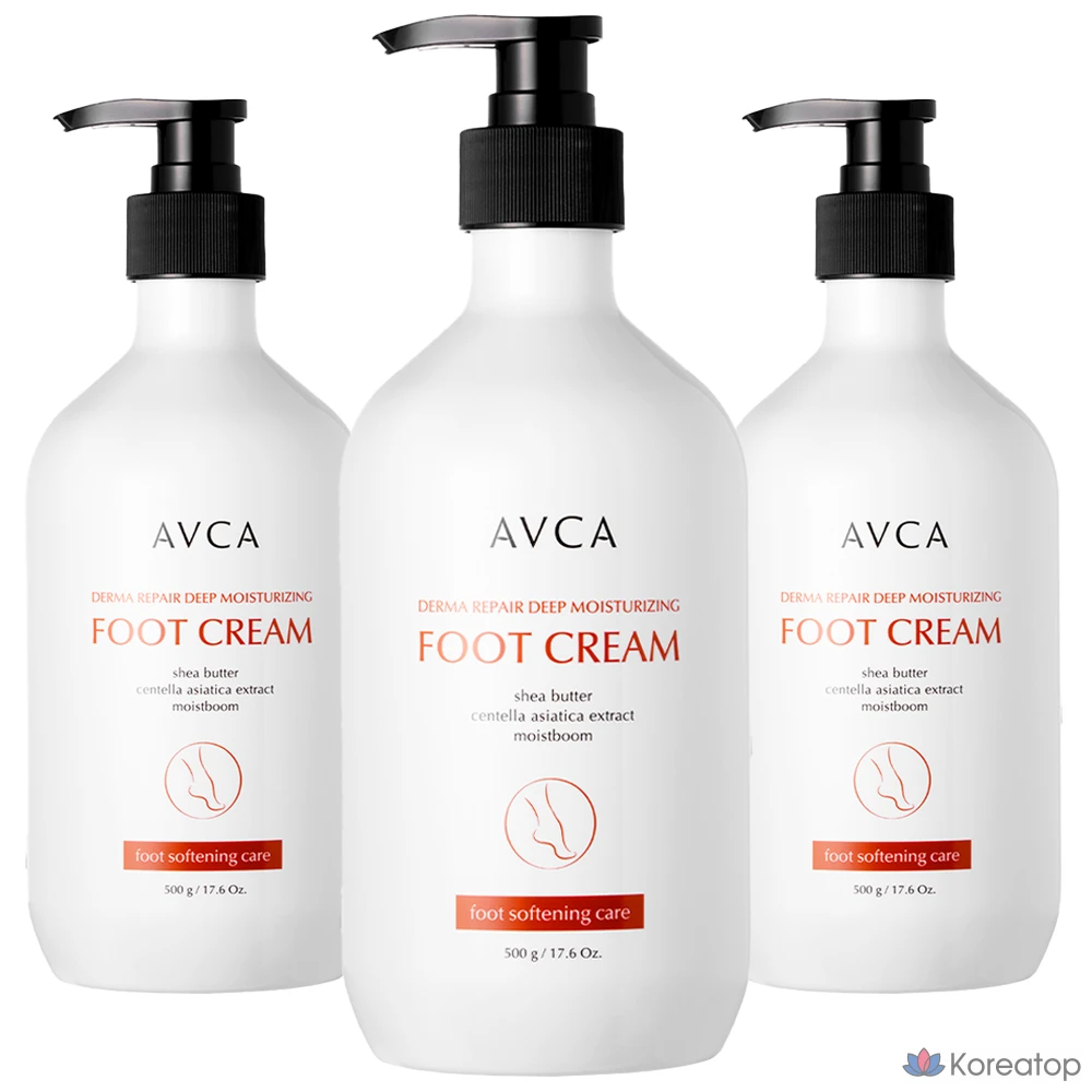 Высокоувлажняющий отшелушивающий крем для ног AVCA Derma Repair, 1 упаковка, 3 флакона, 500 мл