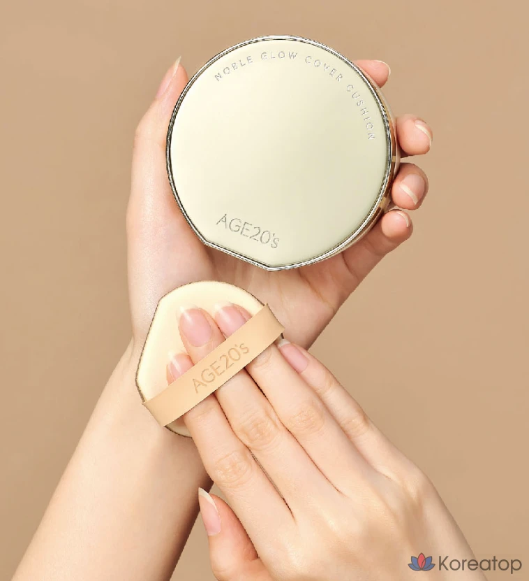 Тональный крем-кушон Noble Glow Cover Cushion Foundation 12 г, сменный блок 12 г, № 21, нейтральный цвет слоновой кости, 1 шт., фото 8