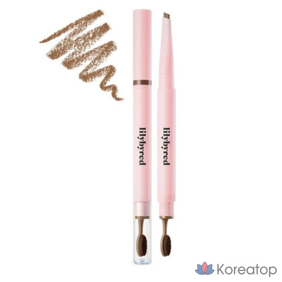 Автоматический карандаш для бровей Lilybyred Hard Flat, 0,17 г, 02 СРЕДНЕ-КОРИЧНЕВЫЙ, 1 шт.