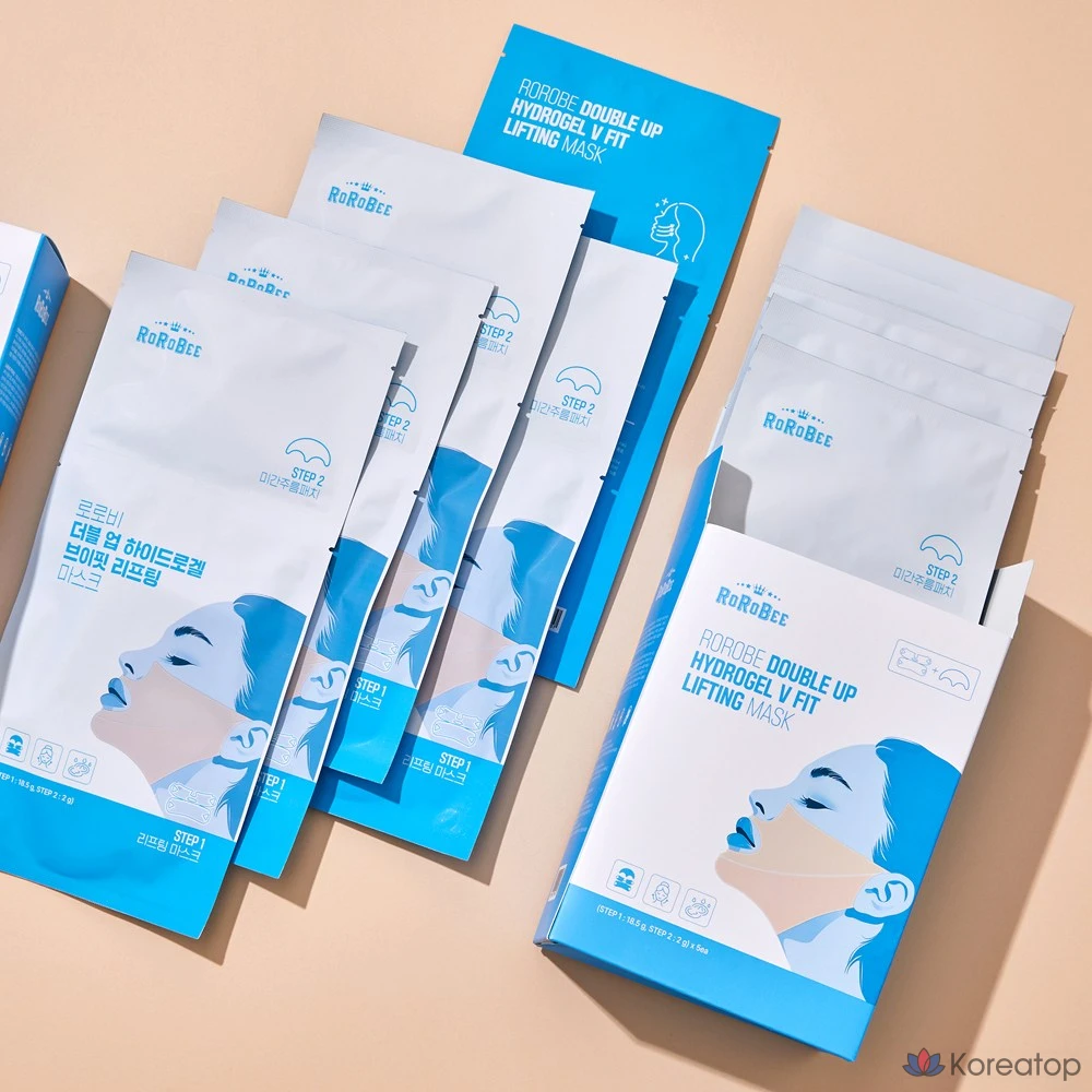 LOLO SKINNY Double Up Collagen Hydrogel V-Line Lifting Pack Mask Sheet LS0010, 2 шт., 10 штук, фото 4
