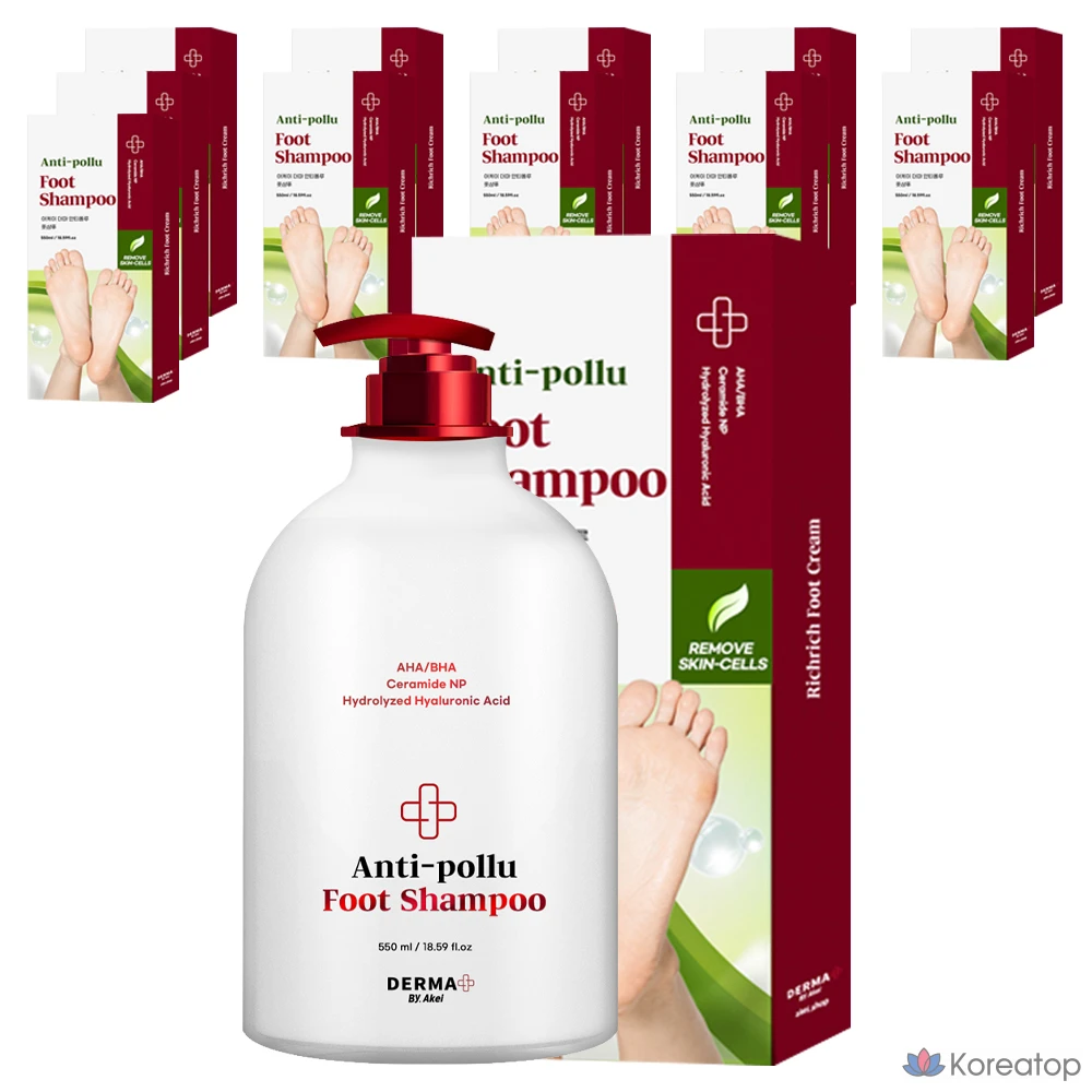 Шампунь для ног Akei Derma+ против загрязнения воздуха, 1 упаковка, 12 флаконов, 550 мл