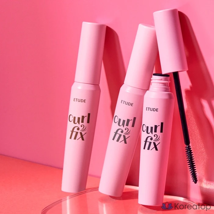 Набор туши для ресниц Etude House Curl Fix 8 г + щипцы для завивки ресниц, серо-коричневый, 1 шт., фото 4