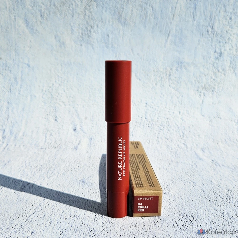 Карандаш для губ Nature Republic Eco Velvet 2,8 г, № 04, цвет «чили красный», 1 шт.