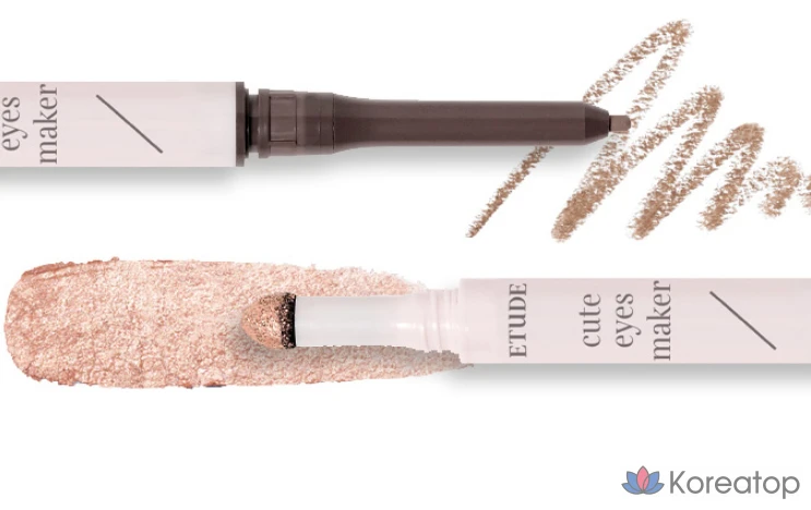 Набор подводки для глаз Etude House Aegyo-sal Maker Liner 0.1g + Glitter 0.5g, персиково-нюдовый, 1 шт., фото 4