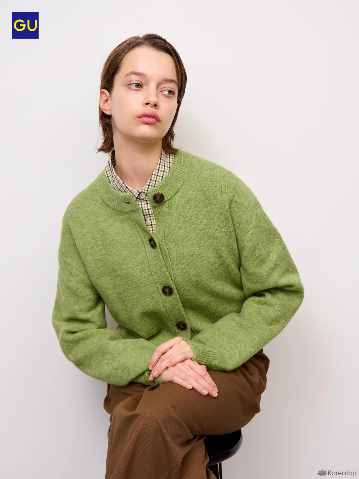 Кардиган Uniqlo Puffy Touch Knit Crew Neck