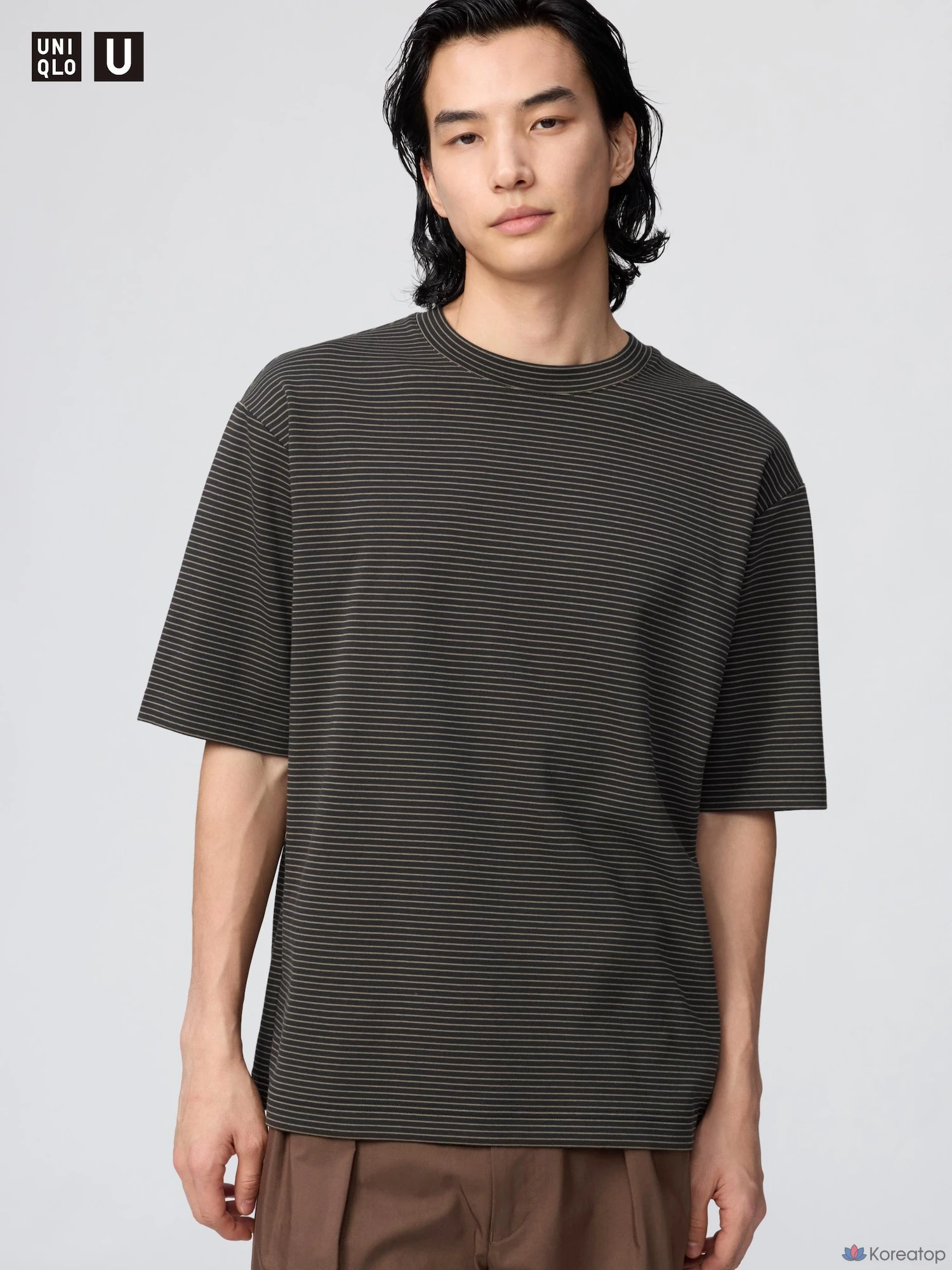 Футболка Uniqlo AIRism Cotton Oversized Stripe T-Shirt
