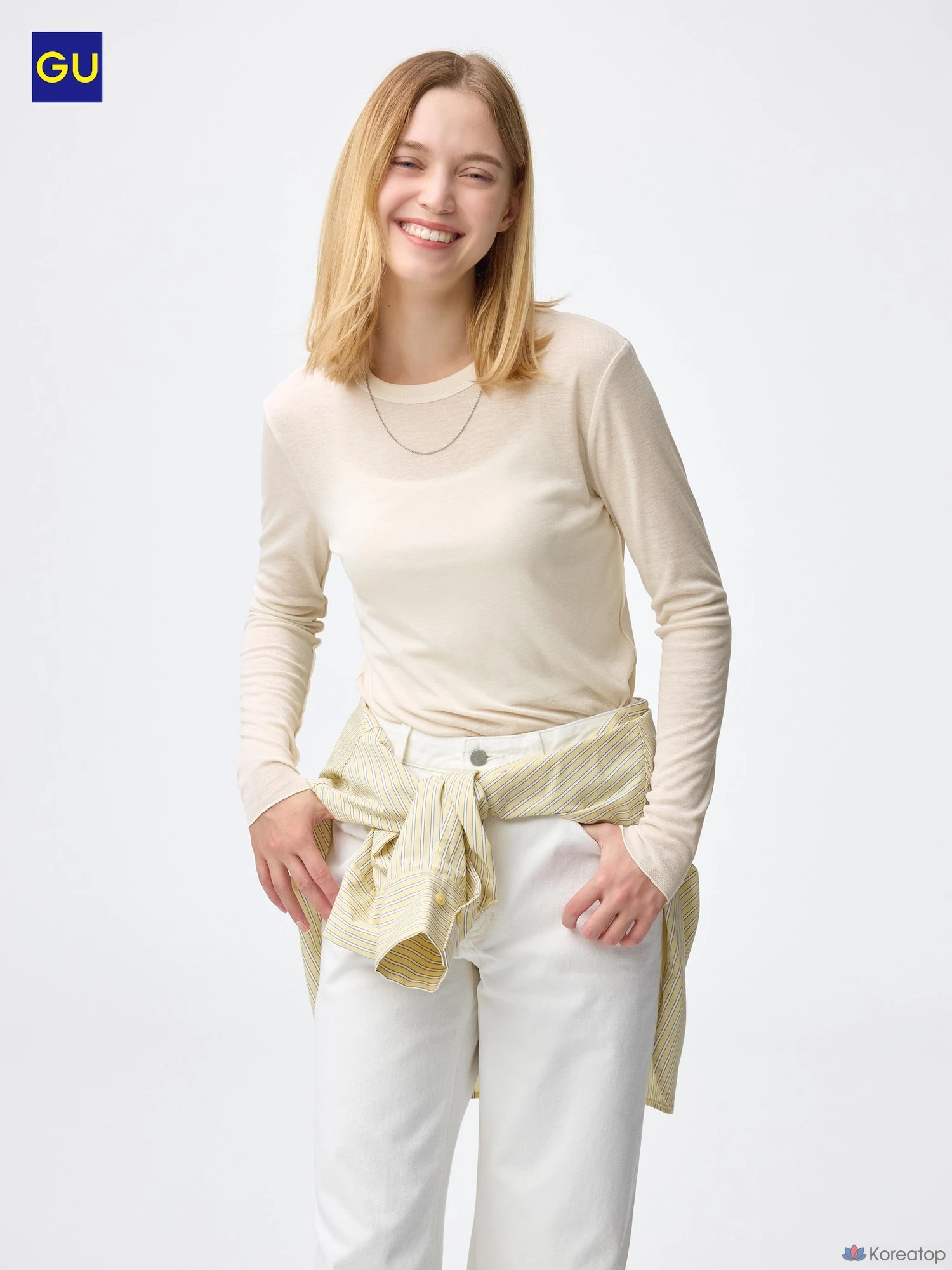 Футболка Uniqlo Soft Sheer Crew Neck T-Shirt Long Sleeve