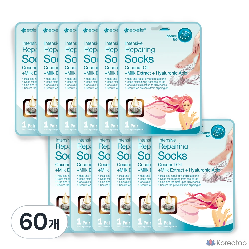 Интенсивная восстанавливающая кокосовая маска для ног Epielle, 1 упаковка, 60 штук, 16 г