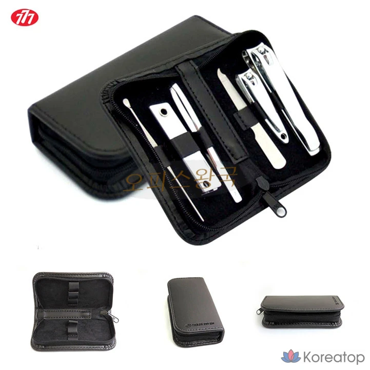Набор для ухода Three Seven 777 Premium Zipper Nail Clipper 6-piece Set, черный, 1 шт.