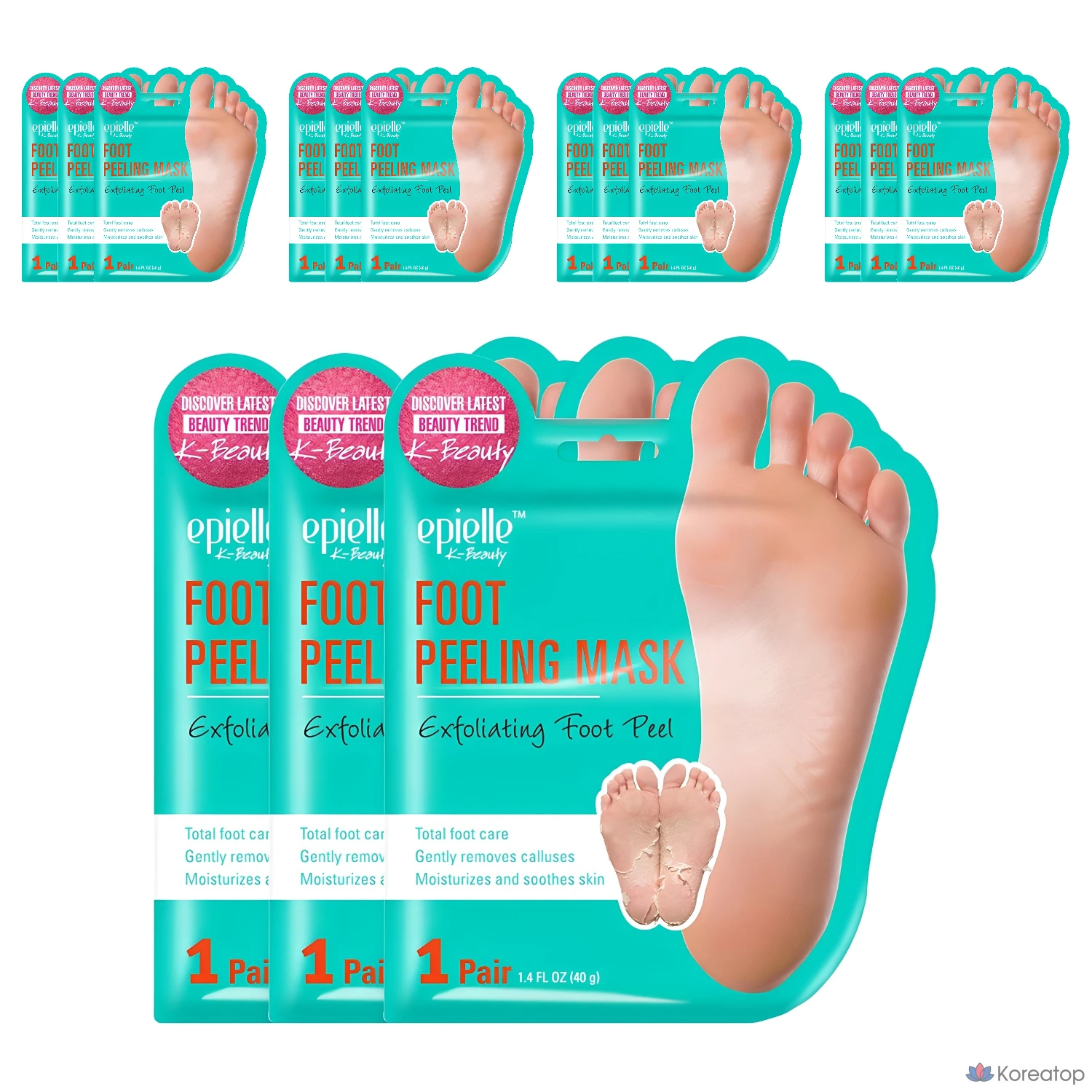 Набор отшелушивающих масок для ног Epielle, 2 упаковки, 15 листов, 40 г.