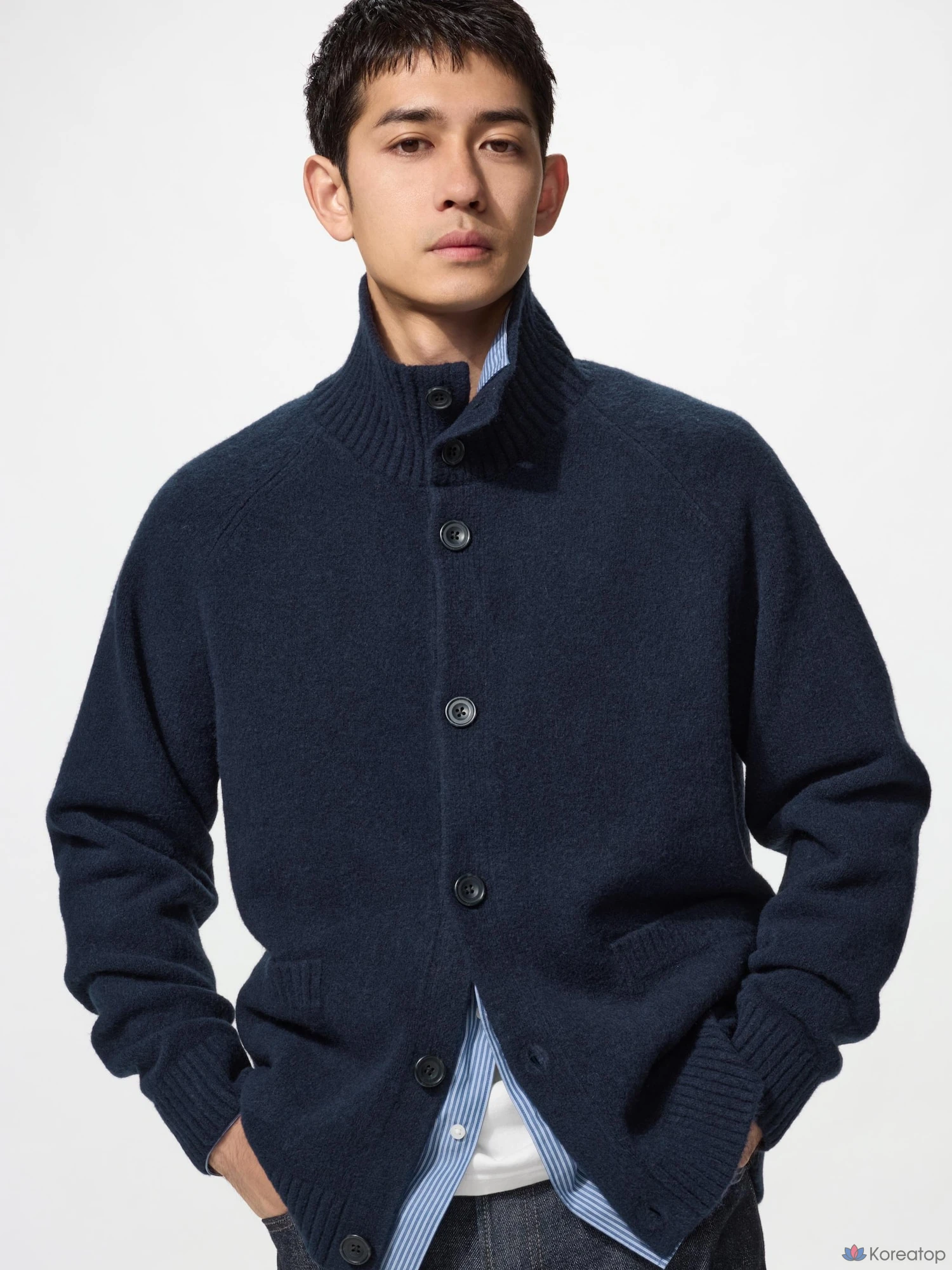 Кардиган Uniqlo Souffle Yarn Stand Collar