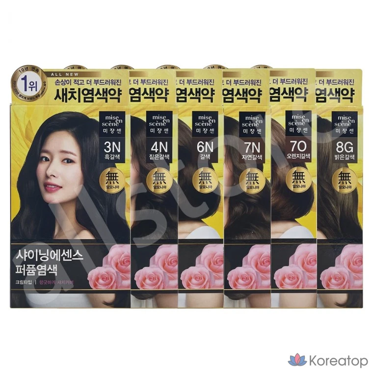 Краска для волос Mise en Scene Shining Essence, 6 оттенков, 3 цвета: коричневый (6N), 1 шт.