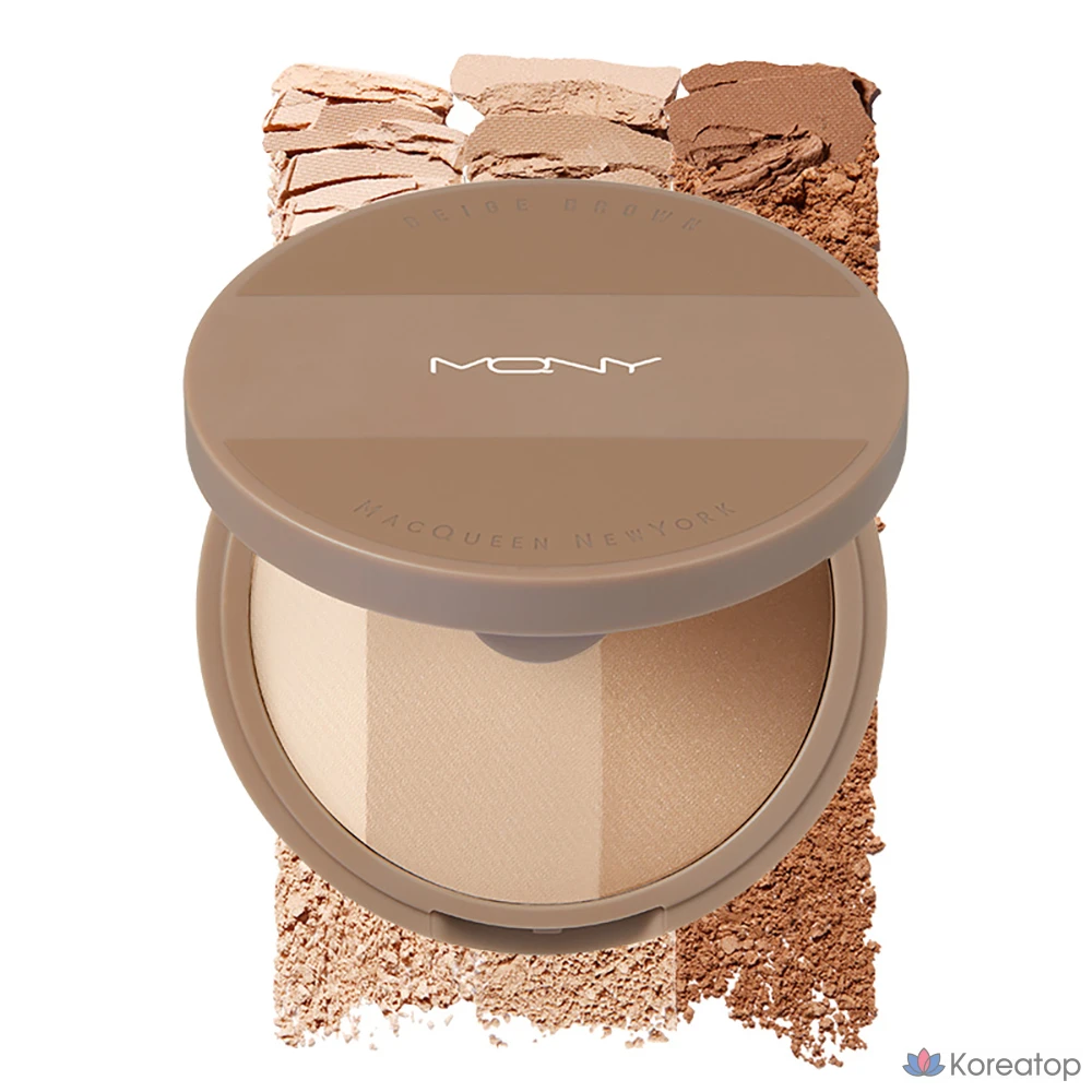 Тени для век Mqny New York Fake Up 3-Color Shading, 9 г, бежево-коричневый, 1 шт.