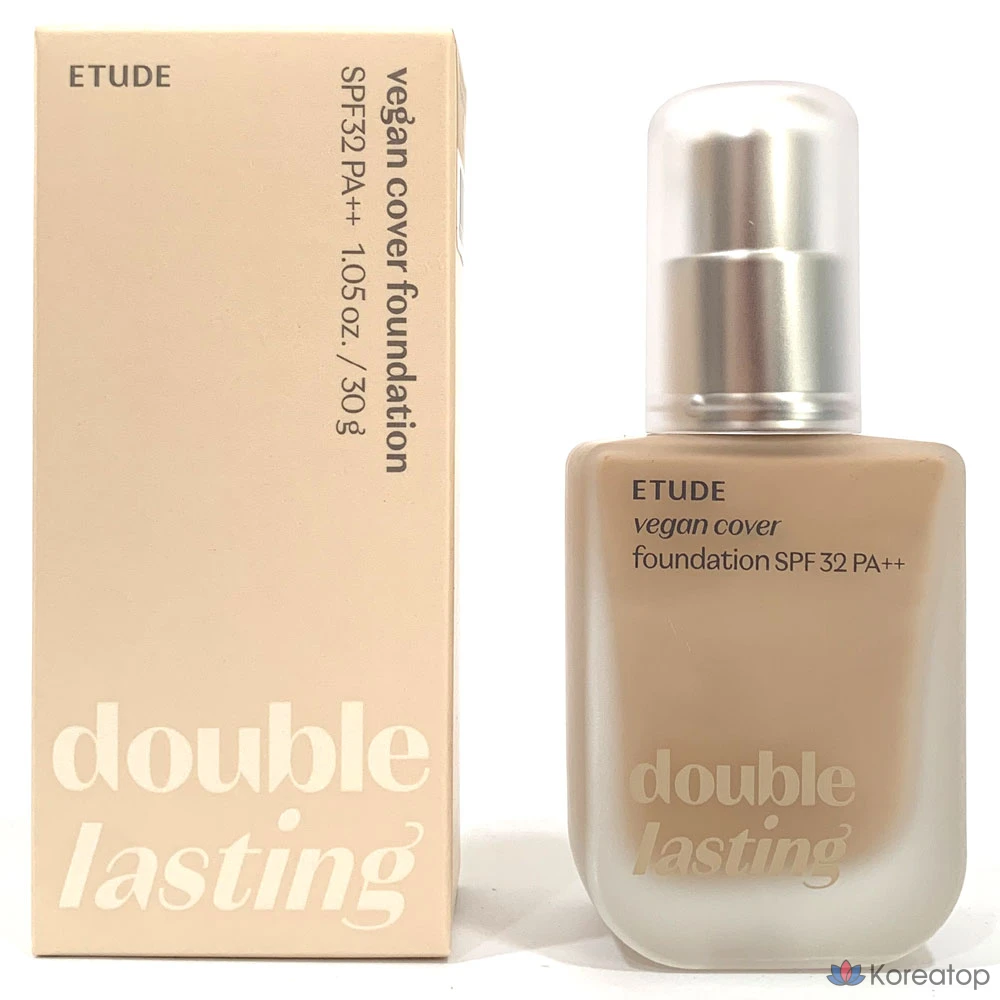 Тональный крем Etude House Double Lasting Vegan Cover Foundation 30 г (SPF32 PA++), 1 шт., светло-бежевый.