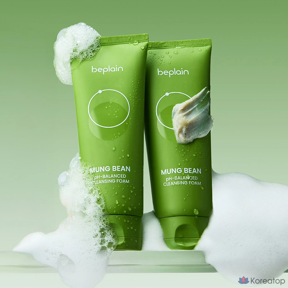 Очищающая пенка Beplain Green Bean с мягкой кислотностью, набор 120 мл + 80 мл, 3 комплекта., фото 6