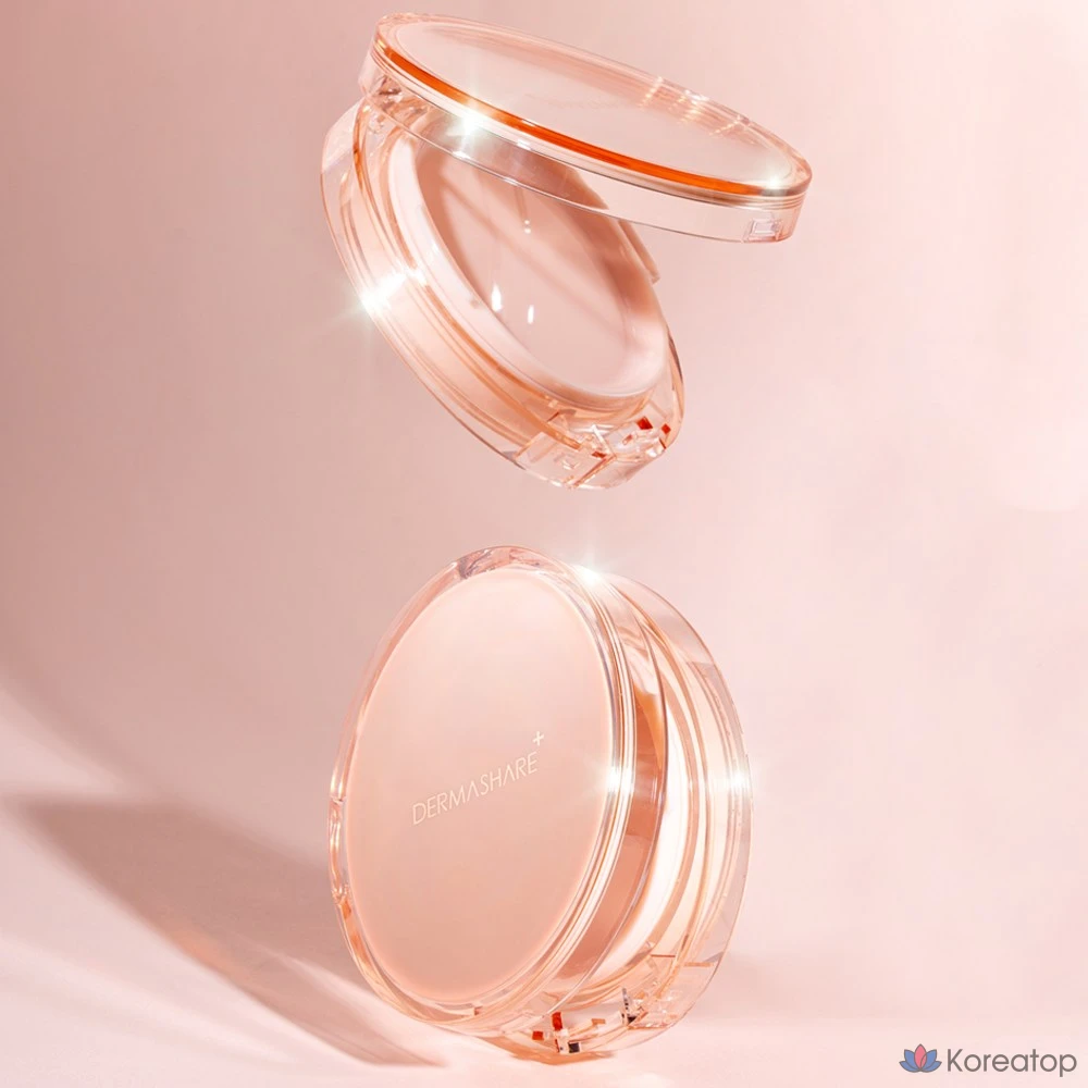 Тональный крем-кушон Dermashare Vegan Radiant Glow Long-Lasting Air Fixing Cover Cushion Pact + набор сменных блоков, № 23 (1 основной продукт + 2 сменных блока, 1 шт.), фото 6