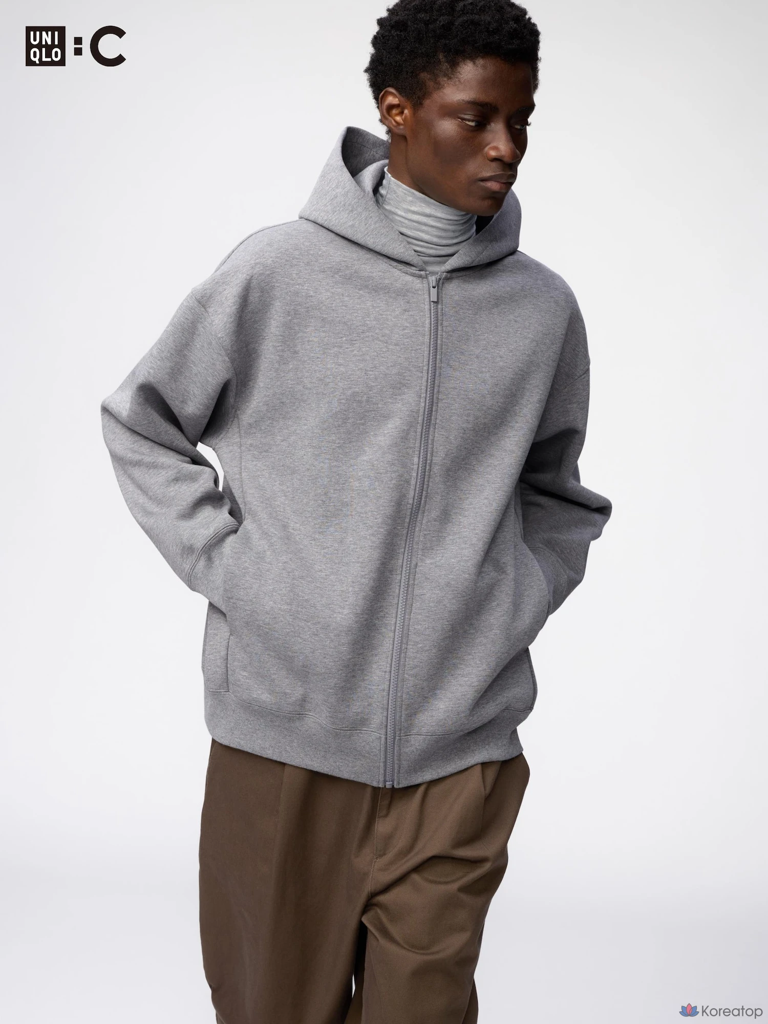 Парка на молнии Uniqlo Sweat Oversized Full-Zip Parka