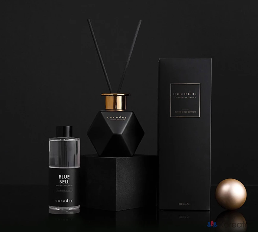 Диффузор для дома Cocodor Black Gold Edition Set (2 шт.) + мыльные цветы на палочках, аромат Pure Cotton, 400 мл, 1 шт., фото 6