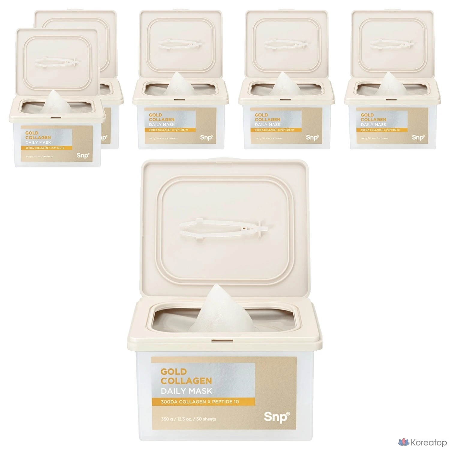 Набор из 6 масок SNP Gold Collagen Daily Extract Mask Pack, 350 г, 30 листов.